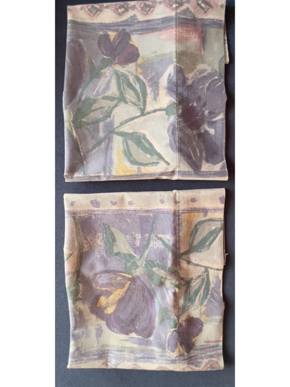 Pair DAN RIVER Pillowcases Standard NO-IRON Percale Purple Blue Watercolor USA